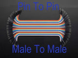 20cm Pin To Pin Jumper Wire Dupont Line 40 Pin Arduino Male To Male Jumper Wire - a multi-coloured ribbon cable with male pin connectors on both ends.