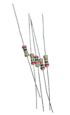 20k 1/4-Watt 5% Resistor - shown as a group of five cylindrical axial-lead resistors with beige bodies and multi-coloured bands.