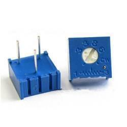 20k 3386 Single Turn Variable Potentiometer Trimmer Resistor - shown as two blue square components with three metal pins and a top adjustment screw.