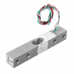20kg Range Weighing Sensor Load Cell Sensor For Electronic Yzc-133 - a silver metal bar with a central cutout, white adhesive, and four multi-colored wires.