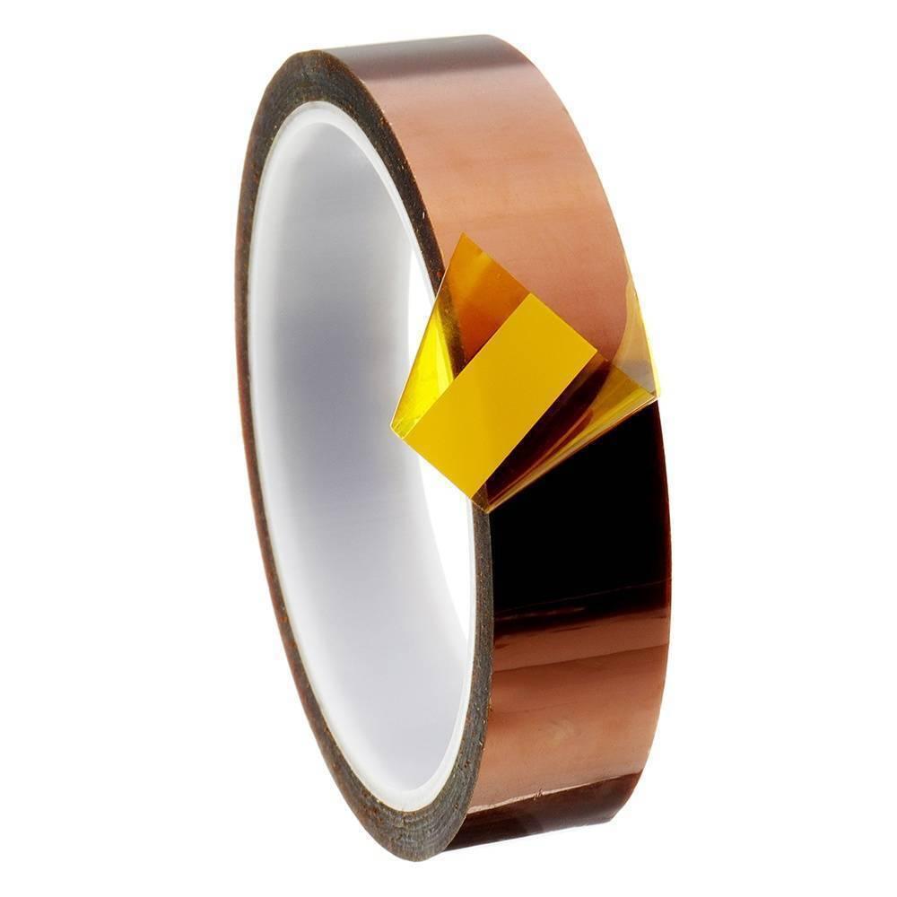 20mm Kapton Tape Polyimide Tape Heat Resistant High Temperature Adhesive Insulation Kapton Tape For Electronic Repair - a roll of translucent amber-coloured heat-resistant adhesive tape with a small section peeled back.