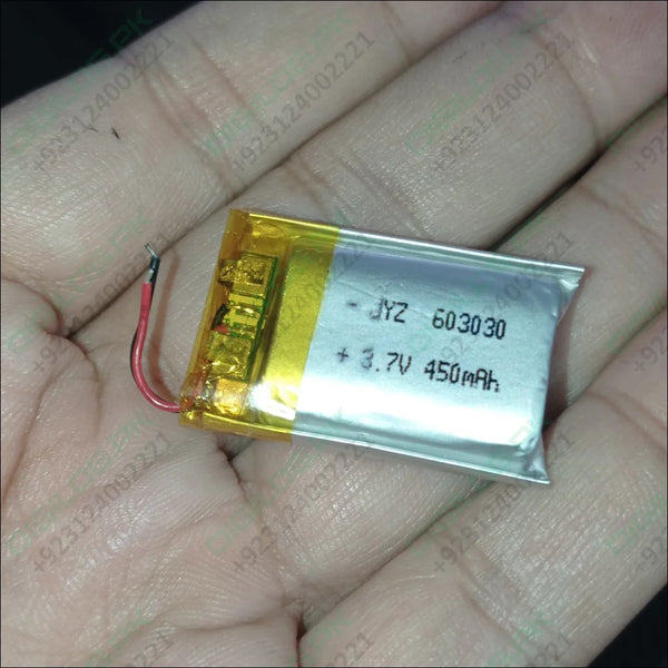 20mm x 30mm 8mm 3.7v 450ma Li Ion Battery In Pakistan