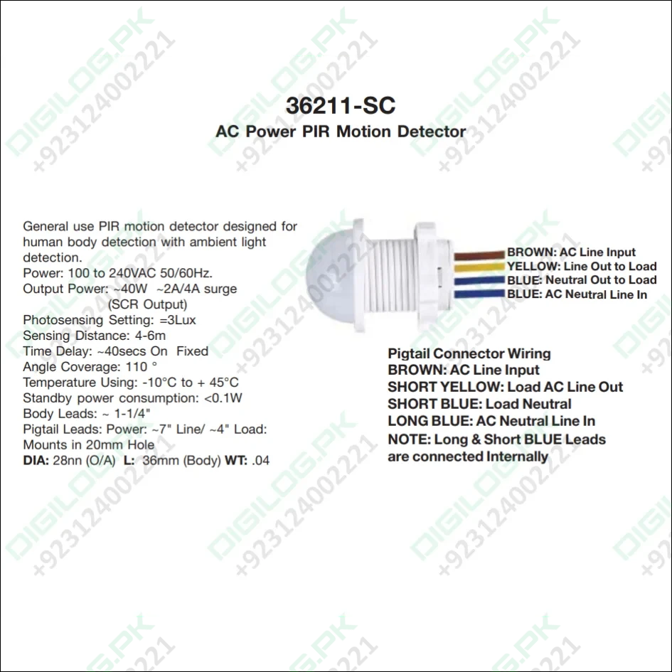 20mm Motion Sensor Light Switch