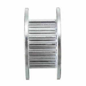 20T 5mm Bore 6mm Belt GT2 Timing Belt Idler Pulley With Bearing For 3d Printer - silver-colored cylindrical metal pulley with gear teeth and side flanges.