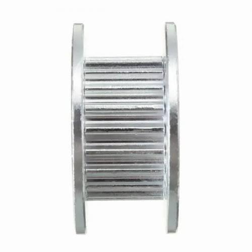 20T 5mm Bore 6mm Belt GT2 Timing Belt Idler Pulley With Bearing For 3d Printer - silver-colored cylindrical metal pulley with gear teeth and side flanges.
