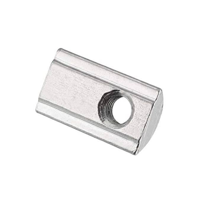21mm x 13mm x 7mm M8 T Nut, Roll Ball Elastic Nuts For 4040 - shown as a silver-colored rectangular metal fastener with a threaded center hole.