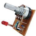220V 200W AC Dimmer Potentiometer Switch Speed Compressor Controller - a B500K knob, a red LED, and components mounted on a brown circuit board.
