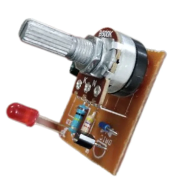 220V 200W AC Dimmer Potentiometer Switch Speed Compressor Controller - a B500K knob, a red LED, and components mounted on a brown circuit board.