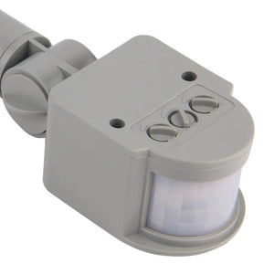 220V Automatic Infrared PIR Motion Sensor - a grey plastic motion detector featuring an adjustable sensor head with three control knobs on the top.