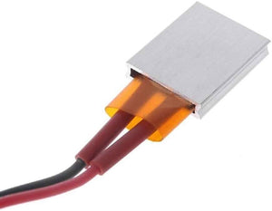 220V PTC 270C Heating Element Heater Thermostat Heater Plate - shown as a silver rectangular metal plate with two wires connected by orange tape.