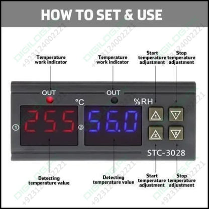 220v Stc - 3028 Temperature Humidity Control Thermometer