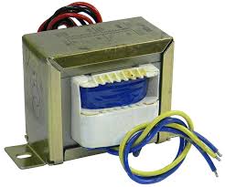 220V To 12V + 32V Transformer Minimum Order 100pcs - a metal-cased electrical transformer with a blue coil and multiple colored wire leads extending from both sides.