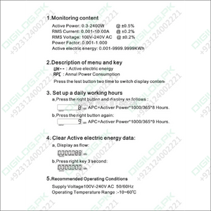 2400w 100v-240v 10a Power Meter Analyzer Hp8