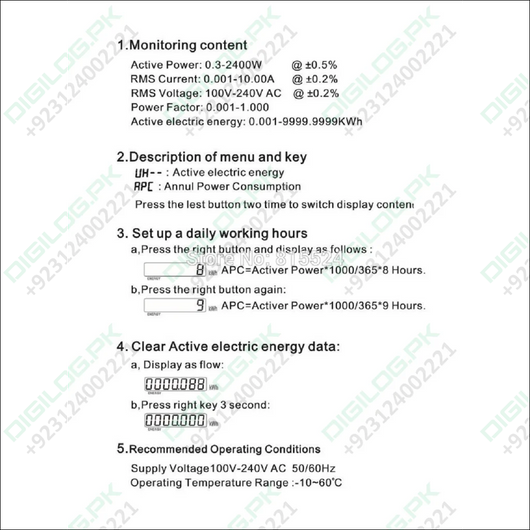 2400w 100v-240v 10a Power Meter Analyzer Hp8