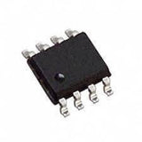 24C04 SMD EEPROM - a black, rectangular integrated circuit chip with eight silver metal pins extending from its sides.