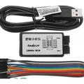 24MHz 8ch USB Logic Analyzer - shown with a black USB cable, a rectangular device with input pins, and a multi-coloured ribbon cable with female connectors.