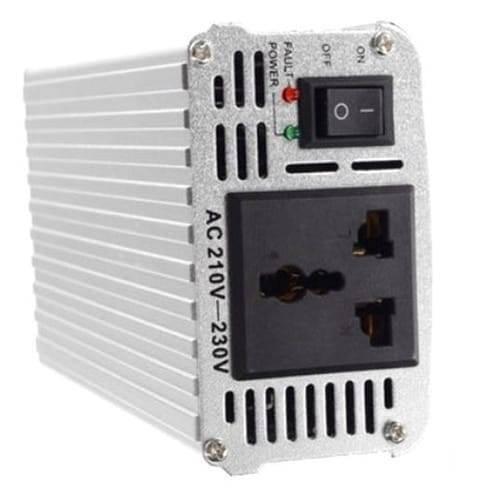 24V To 220V Inverter 1000W Modified Sine Wave Power Inverter - a silver rectangular device with an AC outlet, power switch, and indicator lights.