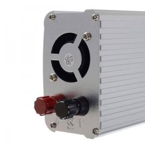 24V To 220V Inverter 1000W Modified Sine Wave Power Inverter - the silver metal casing, cooling fan, and red and black terminal knobs.