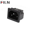 250VAC 15A AC Power Socket C14 Inlet Power Socket Connector Plug Industrial Socket Plug IEC320 C14 3pin Panel Power Inlet Socket - a black plastic electrical connector with three metal prongs visible inside the rectangular housing.