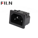 250VAC 15A AC Power Socket C14 Inlet Power Socket Connector Plug Industrial Socket Plug IEC320 C14 3pin Panel Power Inlet Socket - a black plastic electrical connector with three metal prongs visible inside the rectangular housing.