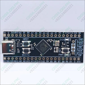 256KB ROM Back Pill Development Board STM32F401 STM32F401CCU6 IC V3.0 - a black PCB with a USB-C port, three push buttons, a central microcontroller, and pin headers.