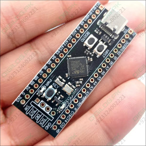 256KB ROM Back Pill Development Board STM32F401 STM32F401CCU6 IC V3.0 - a black rectangular PCB held in a hand featuring a USB-C port, two buttons, and pin headers.