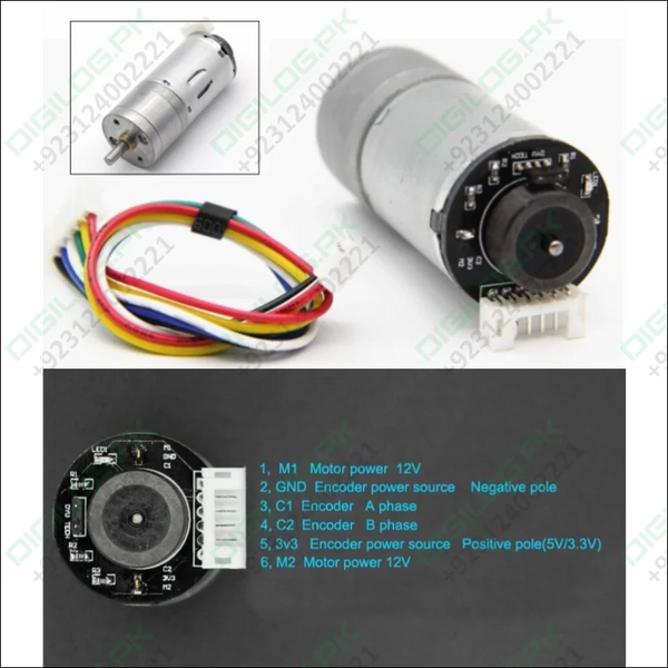 25GA370 12V 280RPM DC Gear Motor With Encoder In Pakistan