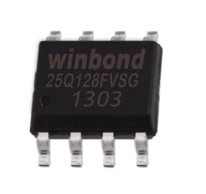 25Q128 SPI EPROM EEPROM Memory Flash Chip Dell - a black 8-pin integrated circuit with "winbond 25Q128FVSG 1303" printed on its surface.