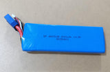 25S 4S 14.8V 2200mAh LiPo Battery - a rectangular blue battery pack with a blue connector and a white balance lead, showing printed text and a date.