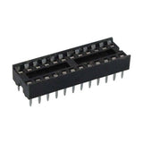 28 Pin DIP IC Socket Base Adaptor Connector - a black plastic rectangular component featuring two parallel rows of 14 metal pins for through-hole mounting.