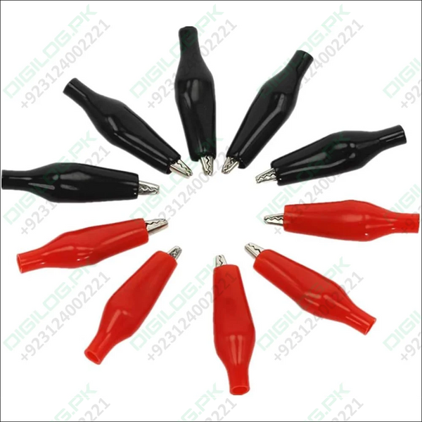 Red and black alligator clips, 28mm size, ideal extra small crocodile clips for connections