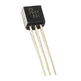 2907 2N2907 Bipolar PNP Transistor - a small black electronic component with three metal pins and the text "2N 2907 -331" printed on its flat face.