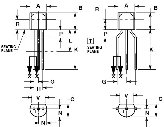 2N2907 PNP transistor dimensions