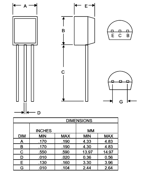  2SA1015 PNP Transistor 2D-model
