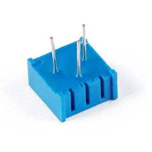 2k Variable Resistor 3386 Single Turn Trimmer Potentiometer - a square blue electronic component with three vertical metal pins protruding from the top.