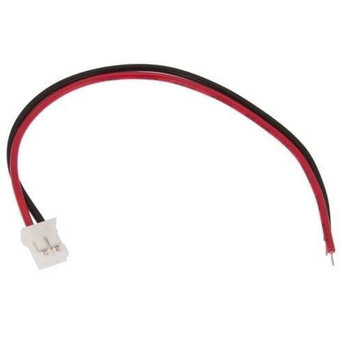 2mm Pitch JST2.0 Plug 2 Pin Extension Wire Connector - a white two-pin connector attached to a red and black wire pair.