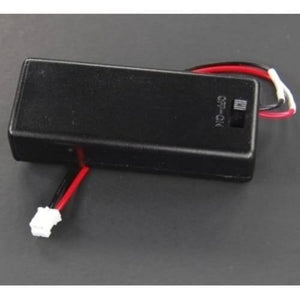 2mm Pitch JST2.0 Plug 2 Pin Extension Wire Connector - shown as a black battery holder with an on-off switch and a white two-pin connector on a wire lead.