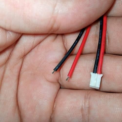 2mm Pitch JST2.0 Plug 2 Pin Extension Wire Connector - shown as a close-up of a white two-pin connector with attached red and black wires.