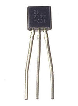 2N2222A Bipolar Junction NPN Transistor - a black, rectangular electronic component with three silver metal pins extending downward from its base.