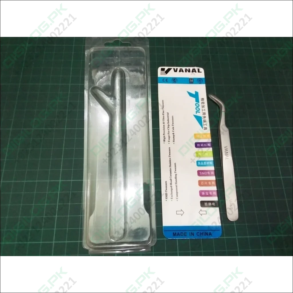 SMD Bend Tweezer VANAL V-15 For Positioning Components in Pakistan