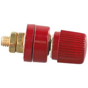2pcs 6mm Brass Stud Remote Battery Power Junction Post Connector Terminal Set - a single red and brass threaded stud terminal with nuts.