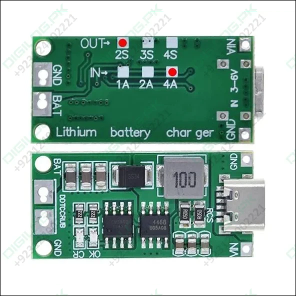 2S Type-C USB 2S BMS 4.5V-15V 18W 4A Lithium Battery Charging Module Support QC Fast Charge With Temperature Protection