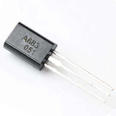 2SA683 PNP Transistor - a black electronic component with three metal leads and the text "A683 051" printed on its rectangular body.