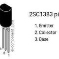 2SC1383 NPN Transistor - shown as a black, semi-circular component with three downward-facing metal pins and a pinout diagram labeled 1, 2, and 3.