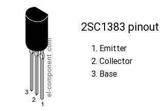2SC1383 NPN Transistor - shown as a black, semi-circular component with three downward-facing metal pins and a pinout diagram labeled 1, 2, and 3.