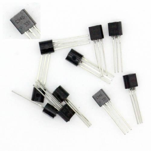 2SC945 C945 50V 0.15A Bipolar NPN Transistor - shown as a collection of several small black three-pin electronic components with C945 P 331 printed on their faces.