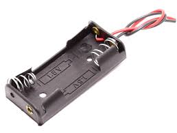 2x AAA Cell Holder Battery Case Housing Price - a black plastic battery holder with two spring terminals and red and black wire leads.