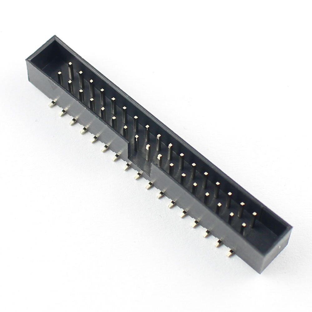 2x17 (34 Pin) IDC Box Header - 0.1" / 2.54mm Pitch - a black rectangular plastic connector with two rows of metal pins and a central keying notch.