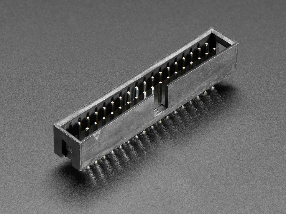 2x17 34 Pin IDC Box Header 0.1 / 2.54mm Pitch - a black, rectangular plastic connector with two rows of vertical metal pins and a center keying slot.