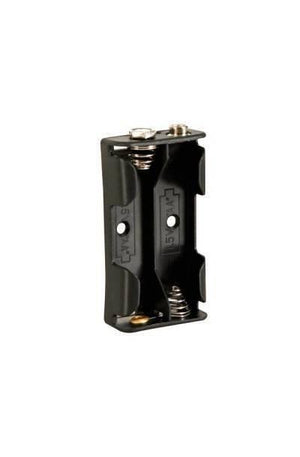 2xaa Battery Cell Holder Square Case Housing - a black plastic battery holder with two slots, metal springs, and contact points for AA batteries.